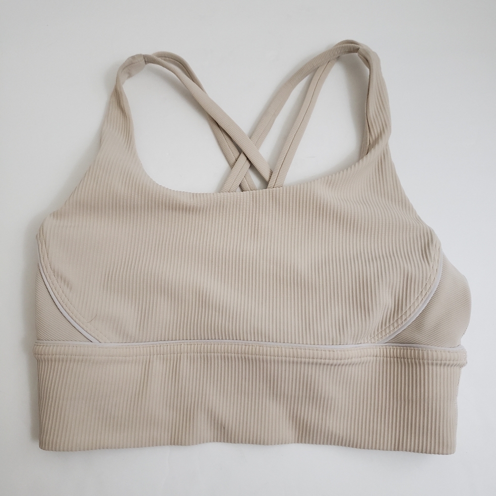 lululemon athletica Ribbed Strappy Sports Bra in Beige